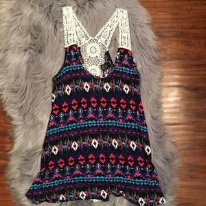 Colorful tank with crochet back